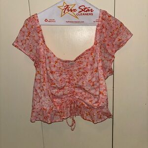 Pink and Orange Floral Top